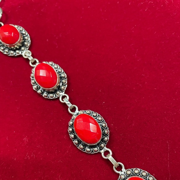Sterling silver natural stone bracelet (listed as red coral in Posh before) - Picture 1 of 3